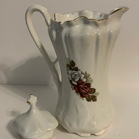 1900’s Nippon Japan chocolate Pot w/red Roses, lid - Picture 12 of 12
